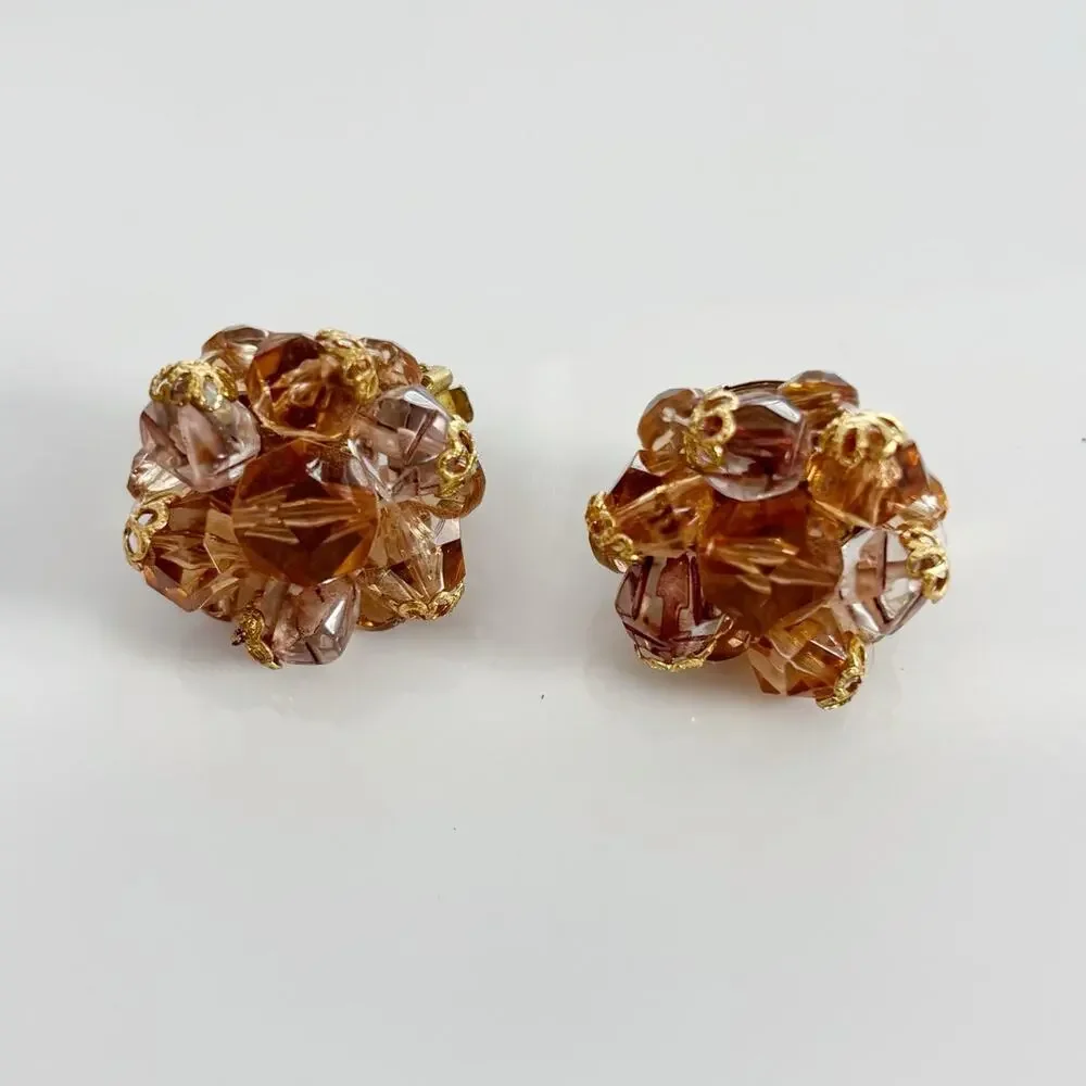 Vintage Clip On Earring Trio Set Gold